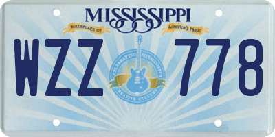 MS license plate WZZ778