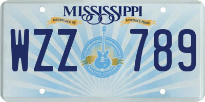 MS license plate WZZ789