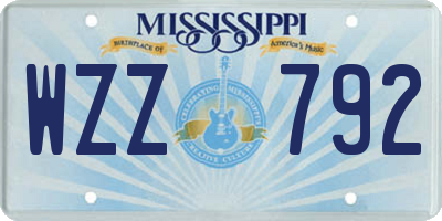 MS license plate WZZ792