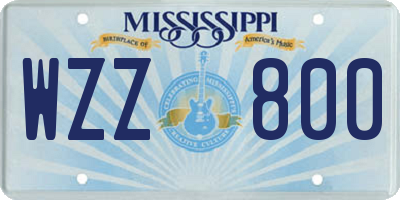 MS license plate WZZ800