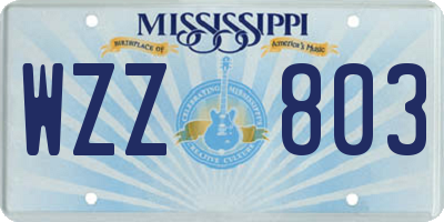 MS license plate WZZ803