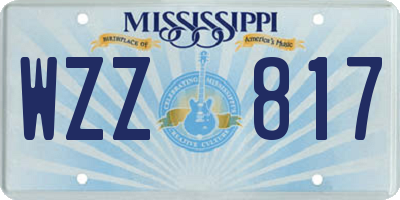 MS license plate WZZ817