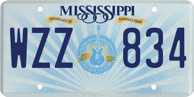MS license plate WZZ834