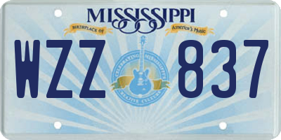 MS license plate WZZ837