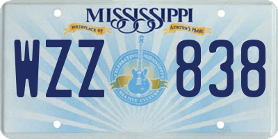 MS license plate WZZ838