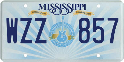 MS license plate WZZ857