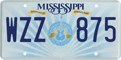 MS license plate WZZ875