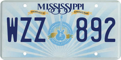 MS license plate WZZ892