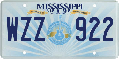 MS license plate WZZ922