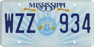 MS license plate WZZ934