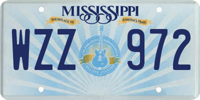 MS license plate WZZ972