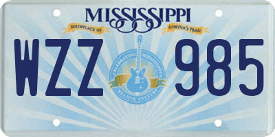 MS license plate WZZ985