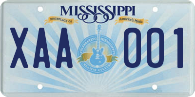 MS license plate XAA001