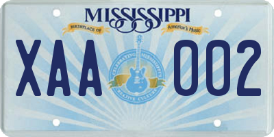 MS license plate XAA002