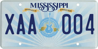 MS license plate XAA004