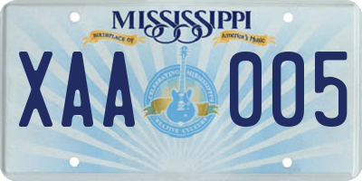 MS license plate XAA005