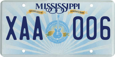MS license plate XAA006
