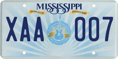 MS license plate XAA007