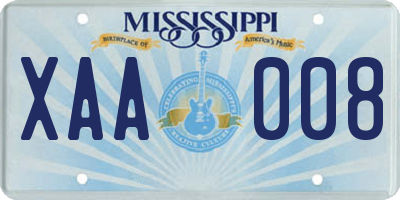 MS license plate XAA008
