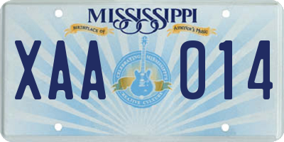 MS license plate XAA014