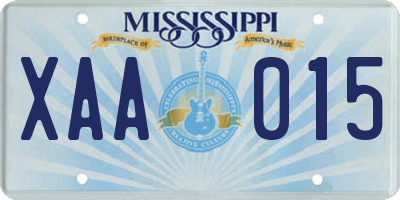 MS license plate XAA015