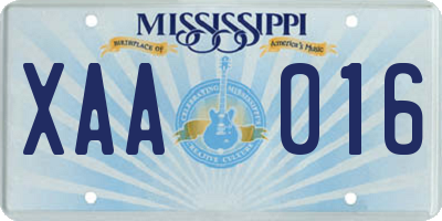 MS license plate XAA016