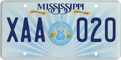 MS license plate XAA020