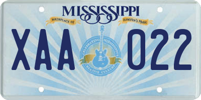 MS license plate XAA022