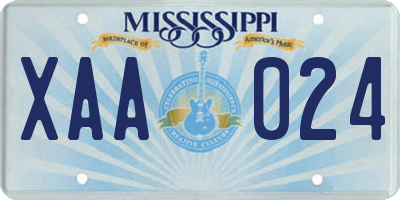 MS license plate XAA024