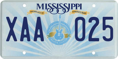 MS license plate XAA025