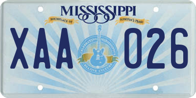 MS license plate XAA026
