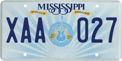 MS license plate XAA027