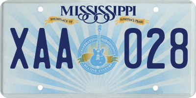 MS license plate XAA028