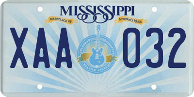 MS license plate XAA032