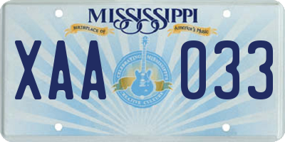 MS license plate XAA033