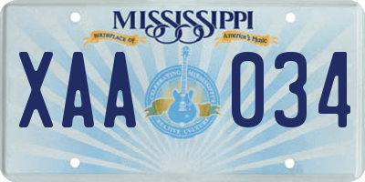 MS license plate XAA034