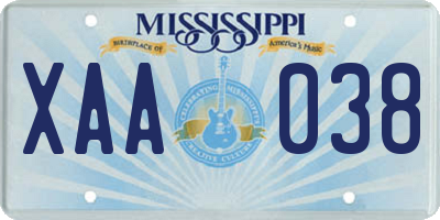 MS license plate XAA038