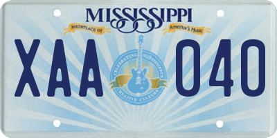 MS license plate XAA040