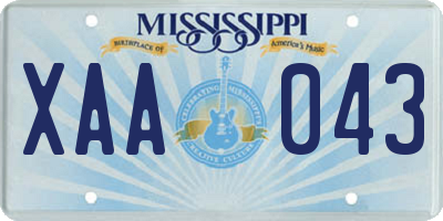 MS license plate XAA043