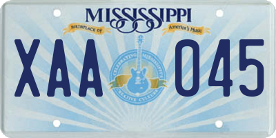 MS license plate XAA045