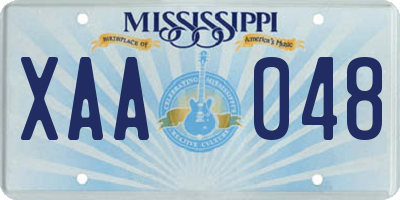 MS license plate XAA048