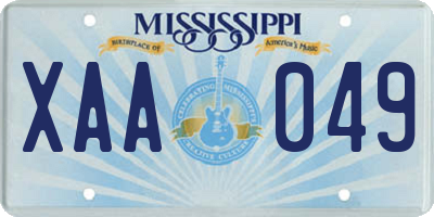 MS license plate XAA049