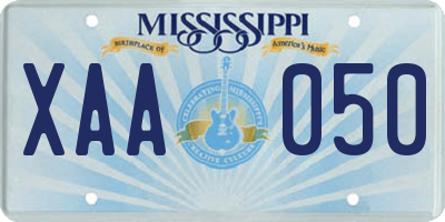 MS license plate XAA050
