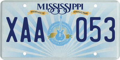 MS license plate XAA053