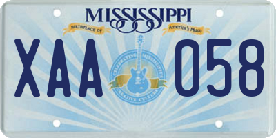 MS license plate XAA058