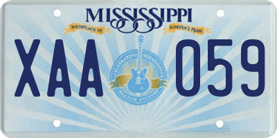 MS license plate XAA059