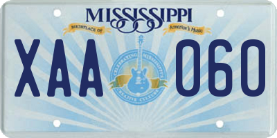 MS license plate XAA060