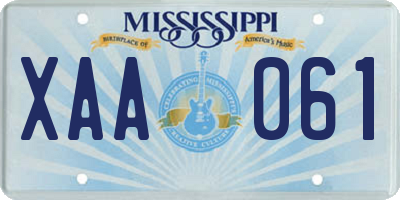MS license plate XAA061