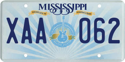 MS license plate XAA062