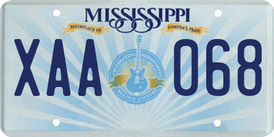 MS license plate XAA068
